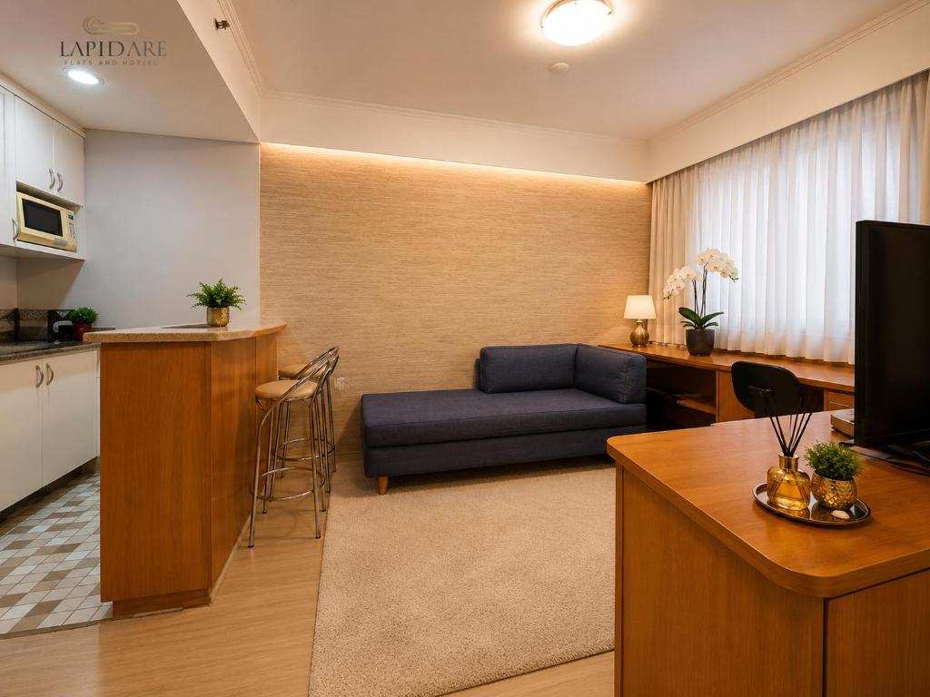 Sala de estar — Lapidare Flat Hotel Comfort