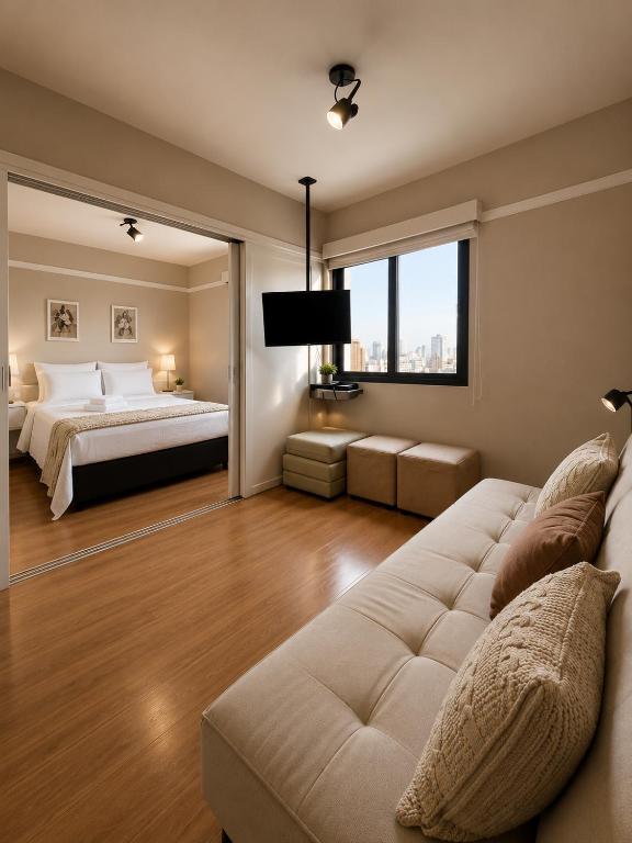 Sala de estar — Lapidare Flat Ninety Jardim Paulista